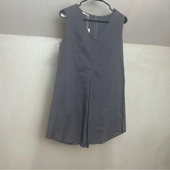 Anthropologie Kestan Alton Gray Sleeveless Organic Cotton Linen Blend Dress - Picture 4 of 14